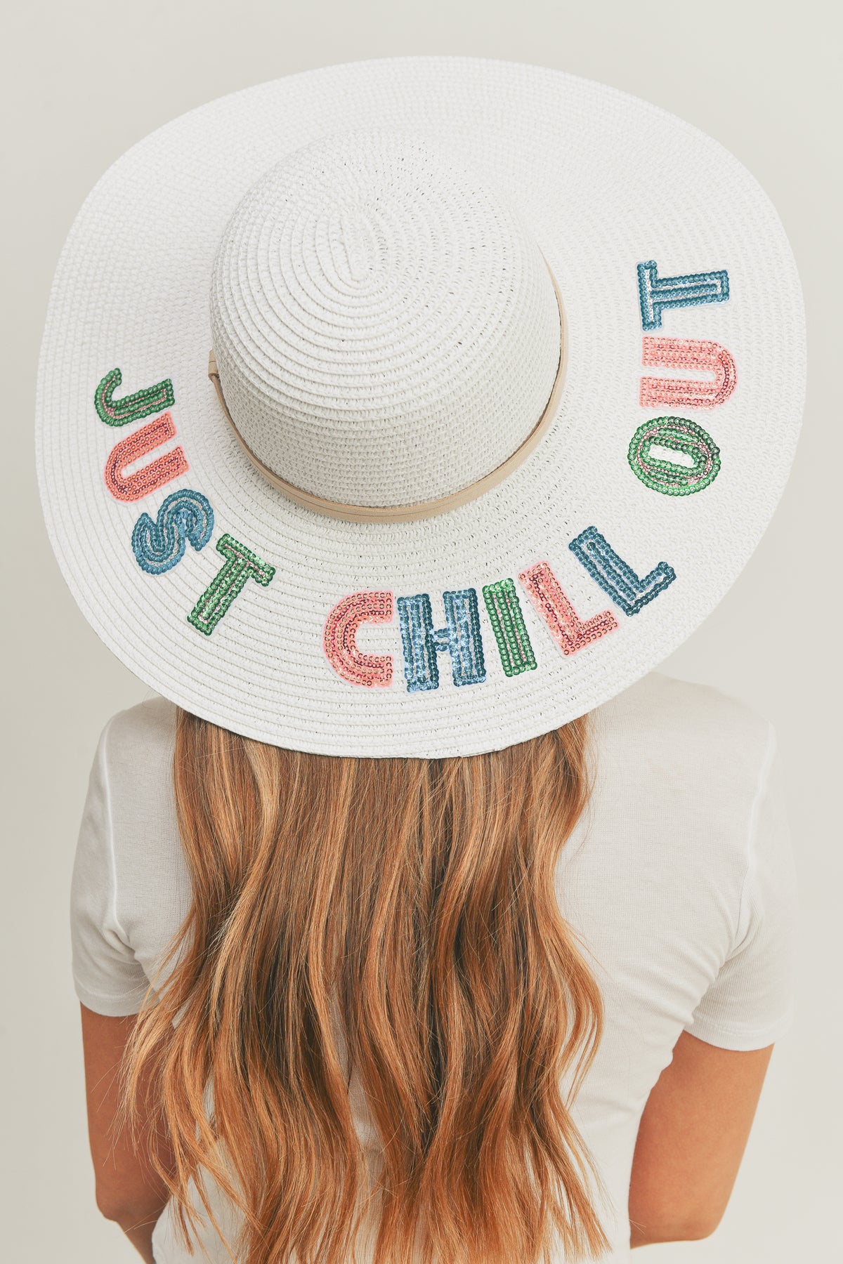 Sequin Letter Just Chill Out Floppy Hat