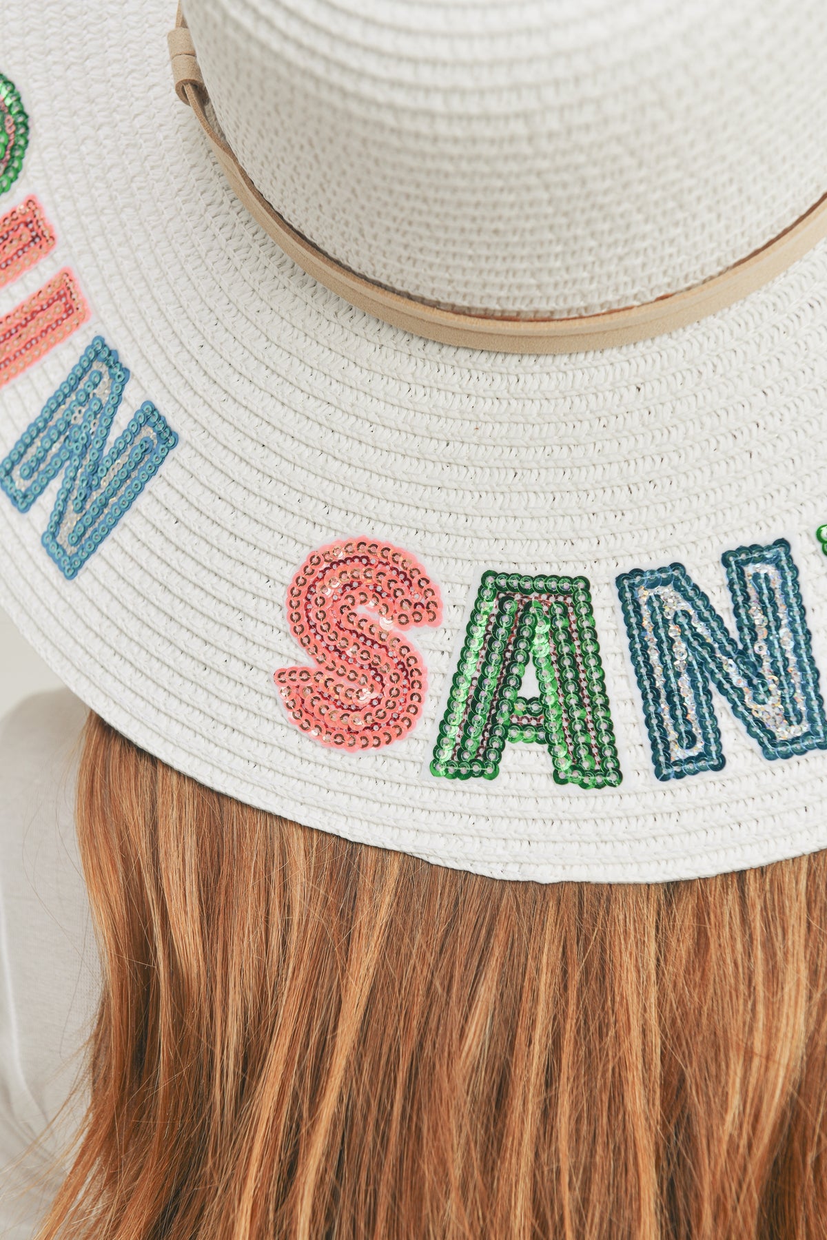 Sequin Letter Sun Sand Sea Floppy Hat