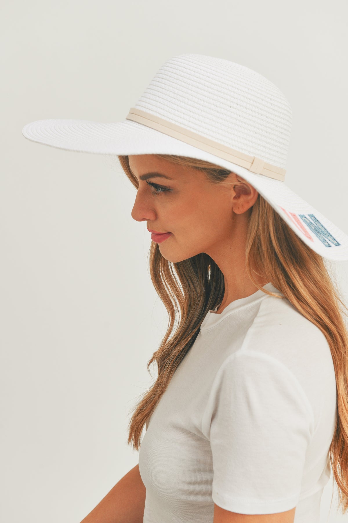 Sequin Letter Sun Sand Sea Floppy Hat