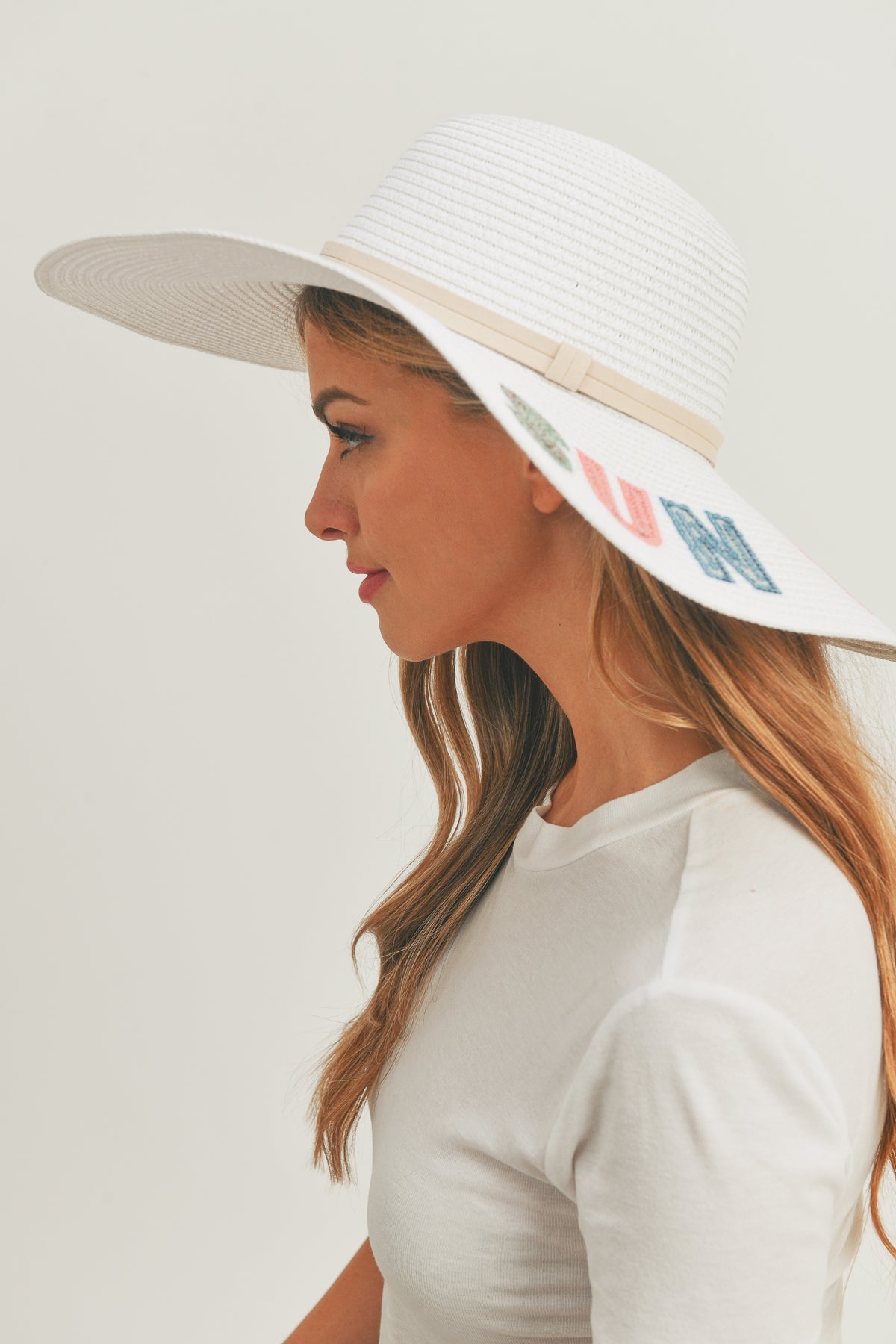 Sequin Letter Sun Sand Sea Floppy Hat
