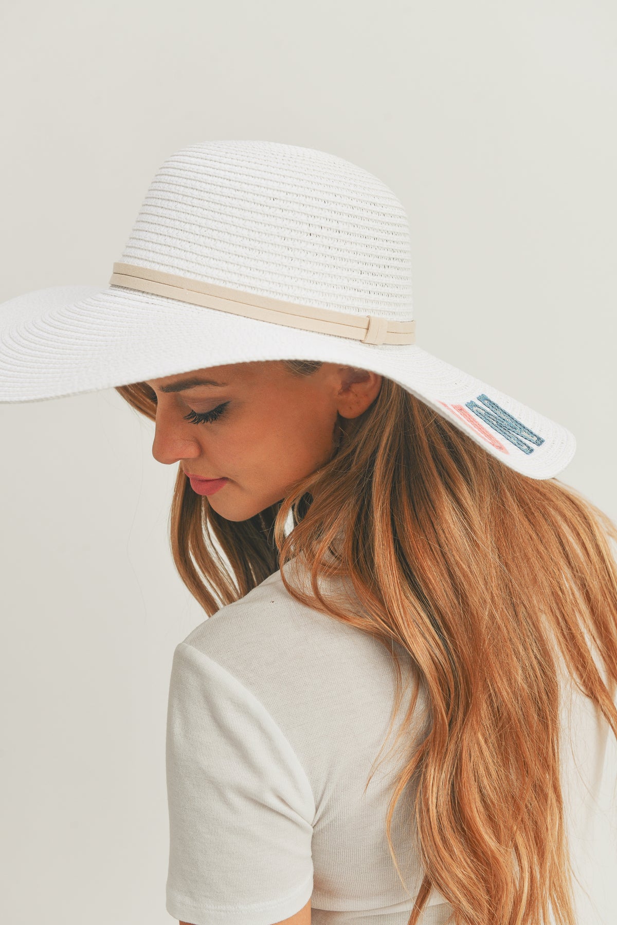 Sequin Letter Sun Sand Sea Floppy Hat