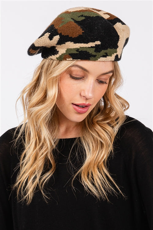 Camo Knit Beret