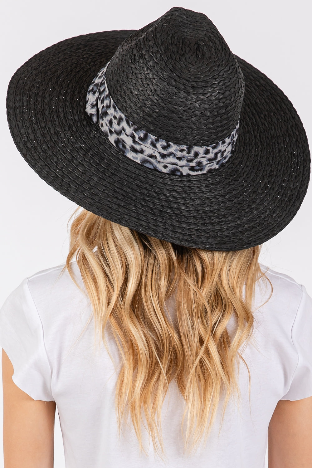 Leopard Band Straw Sun Hat