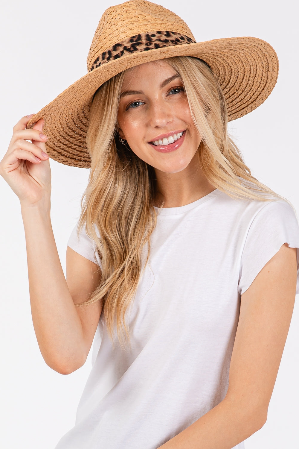 Leopard Band Straw Sun Hat