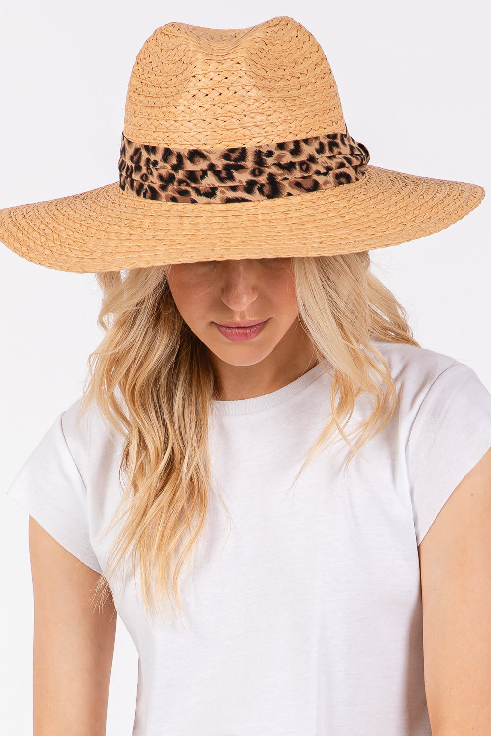 Leopard Band Straw Sun Hat
