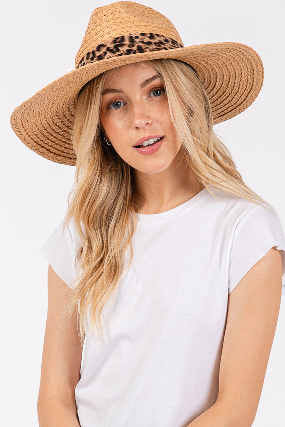 Leopard Band Straw Sun Hat