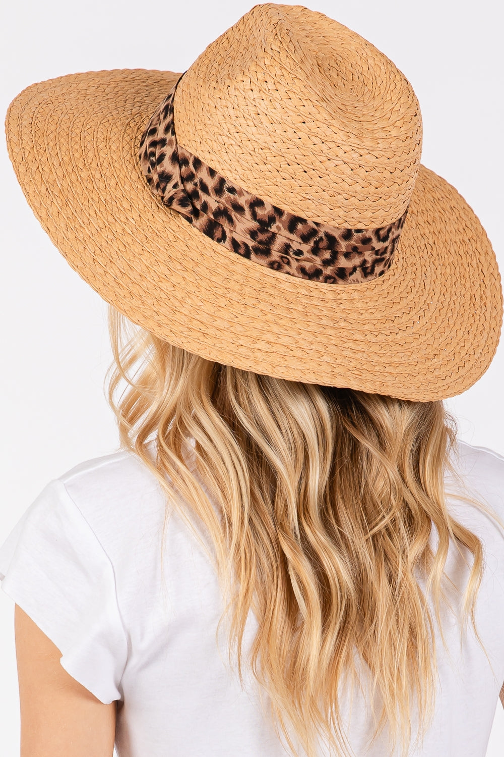 Leopard Band Straw Sun Hat