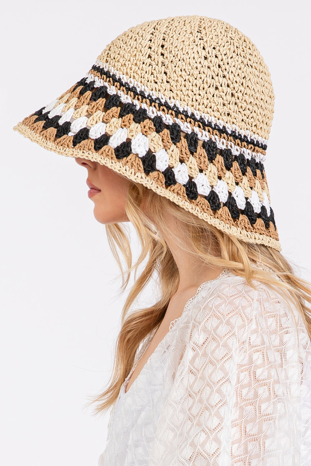 Multi Color Straw Bucket Hat