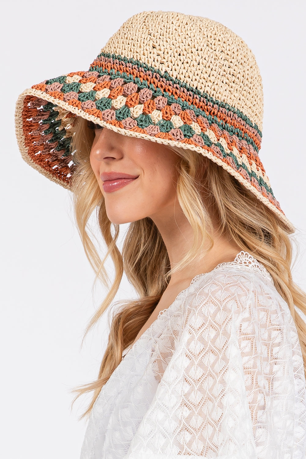 Multi Color Straw Bucket Hat