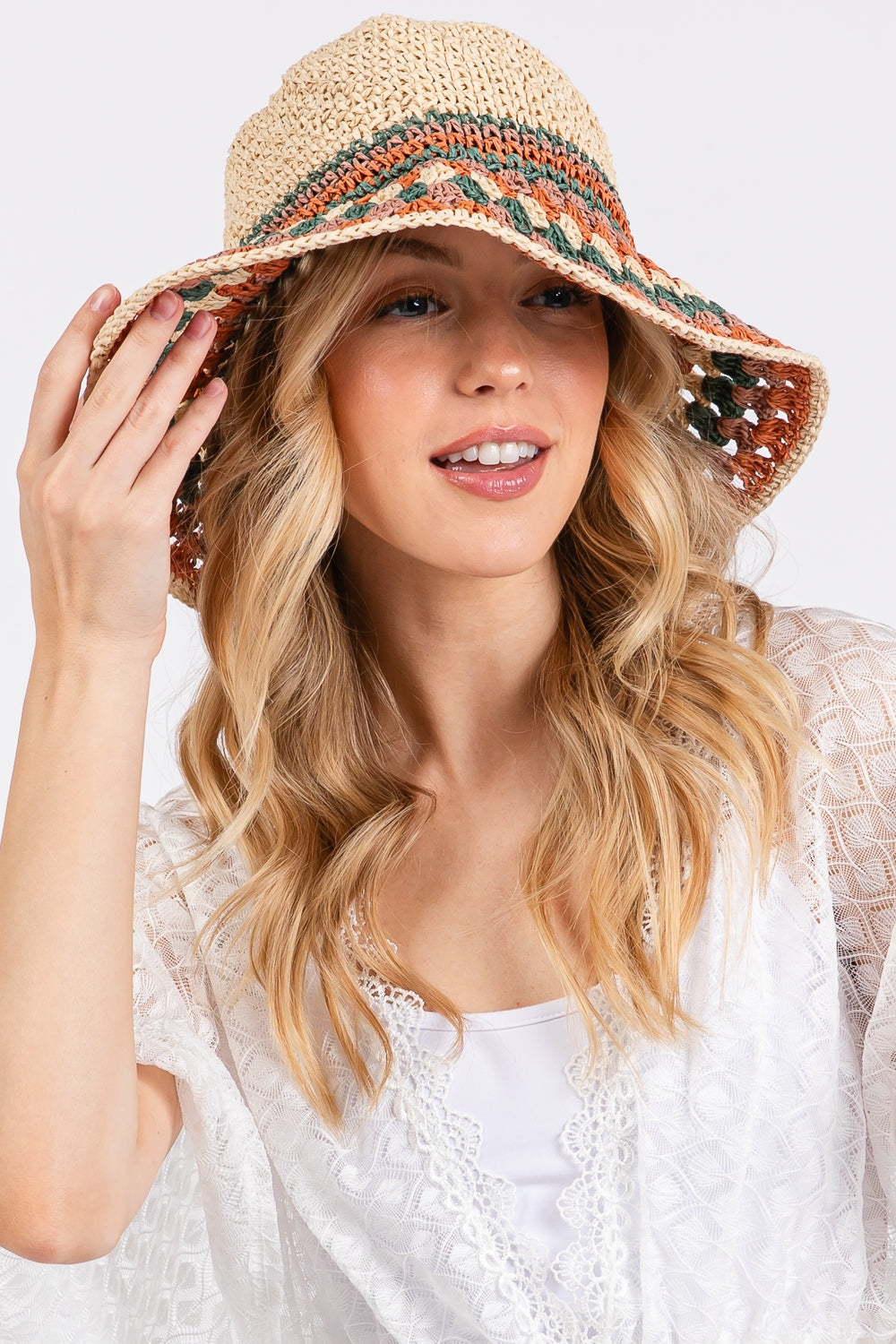 Multi Color Straw Bucket Hat