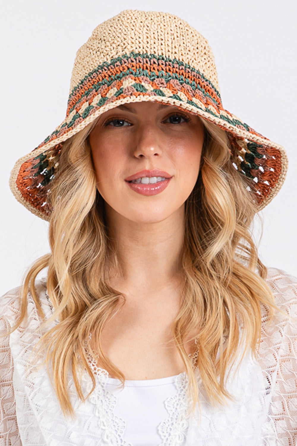 Multi Color Straw Bucket Hat