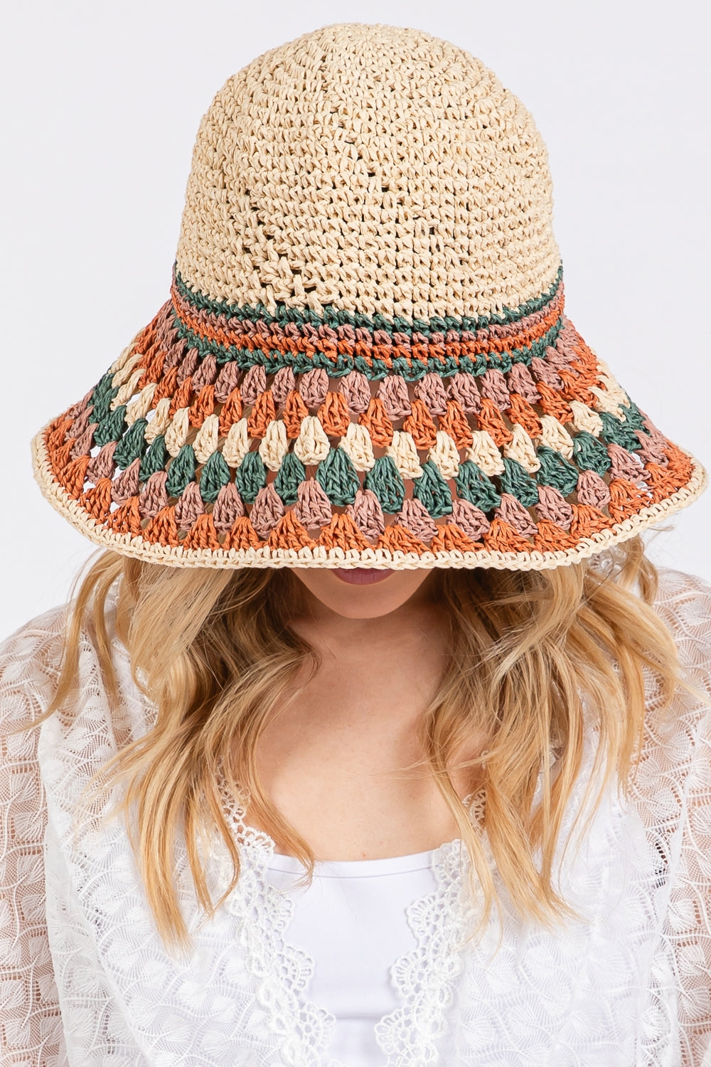 Multi Color Straw Bucket Hat