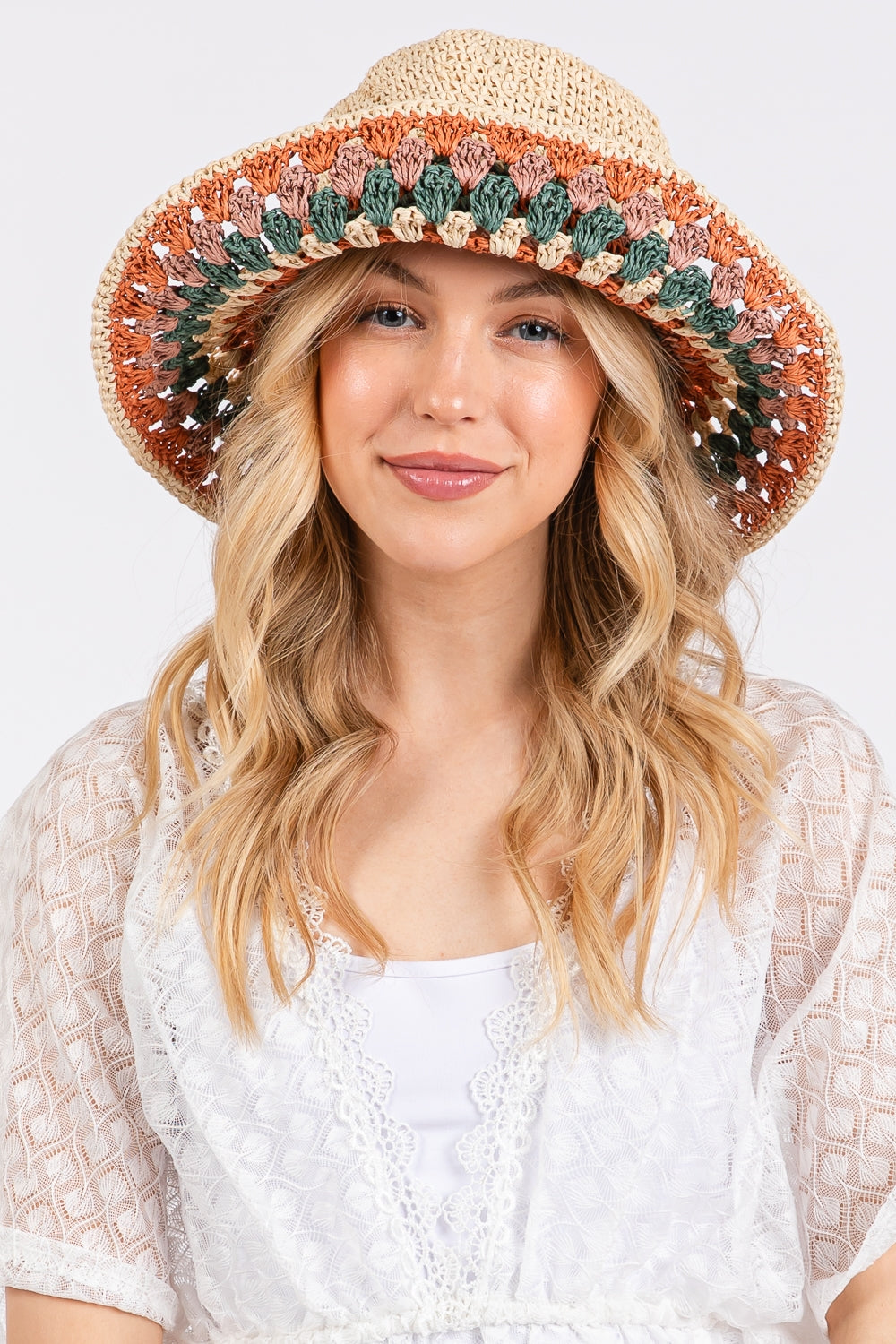 Multi Color Straw Bucket Hat