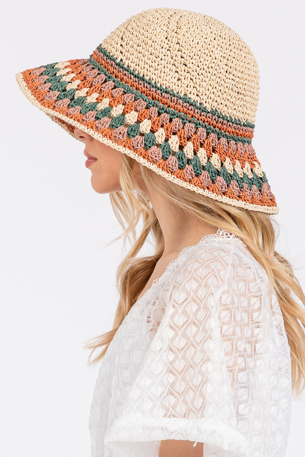 Multi Color Straw Bucket Hat