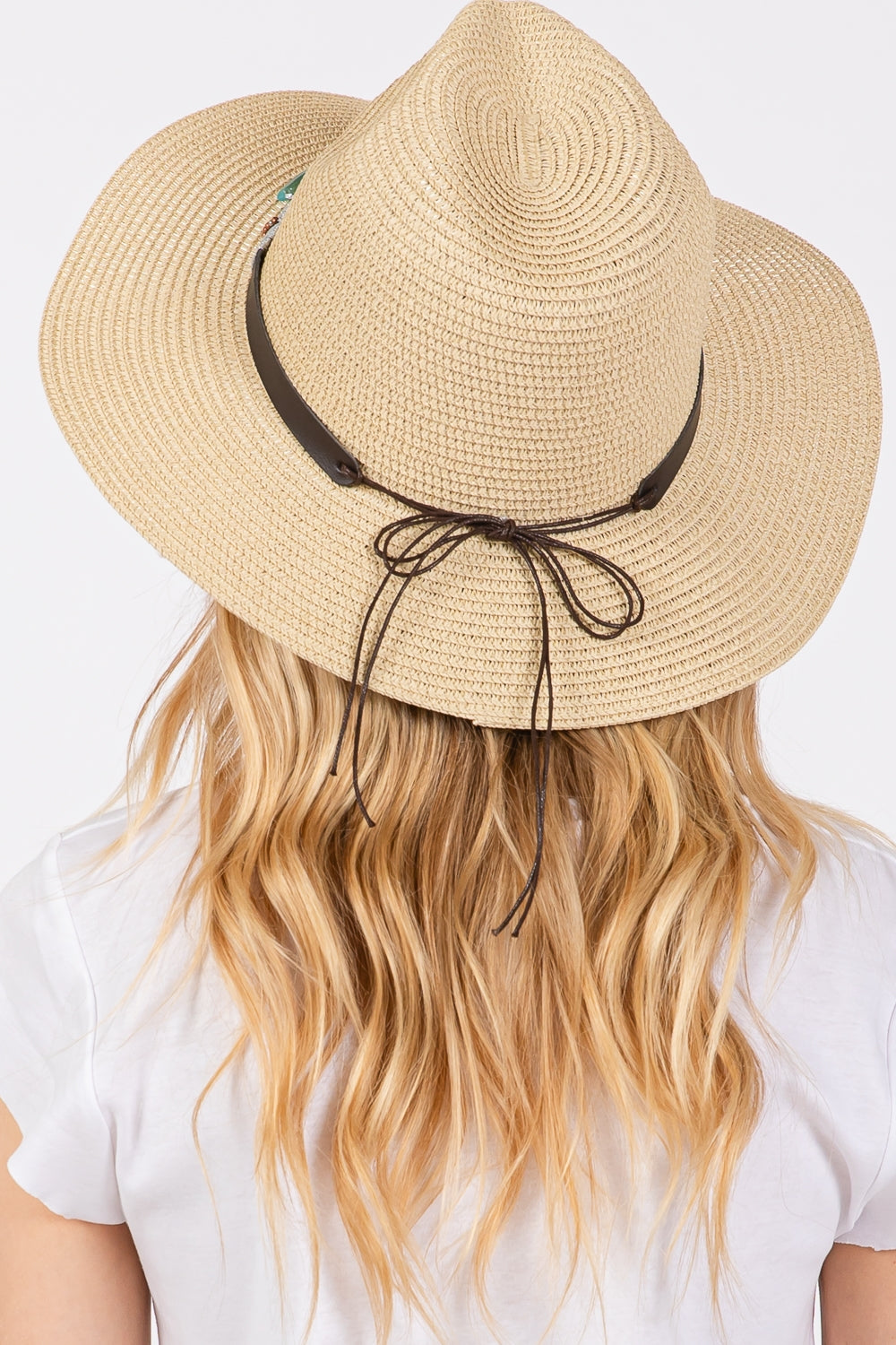 Turquoise Beads Band Straw Sun Hat