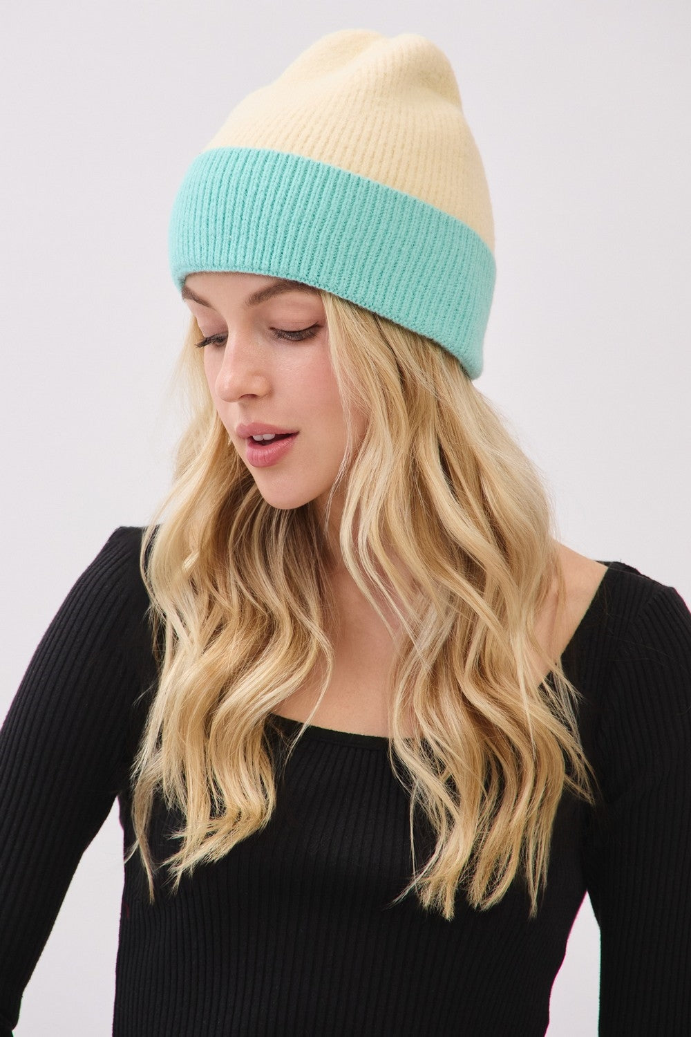 Two-Tone Soft Fuzzy Beanie