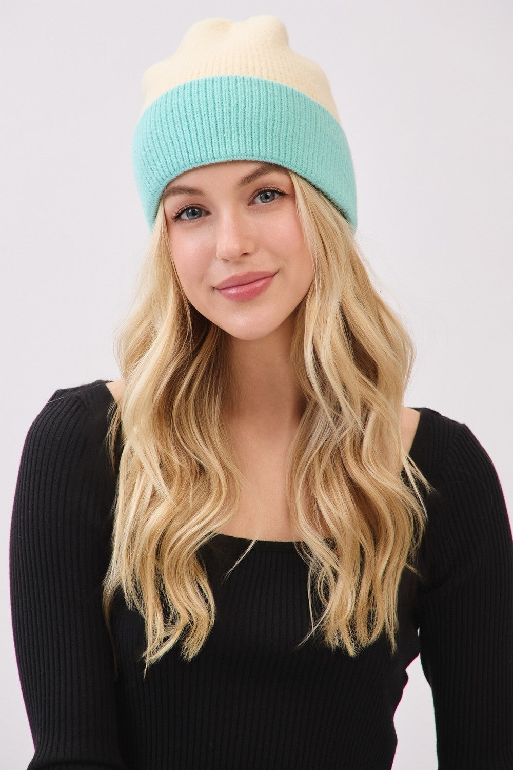 Two-Tone Soft Fuzzy Beanie