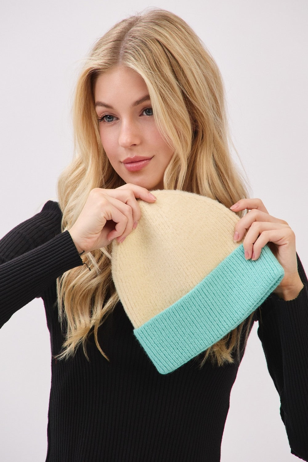 Two-Tone Soft Fuzzy Beanie