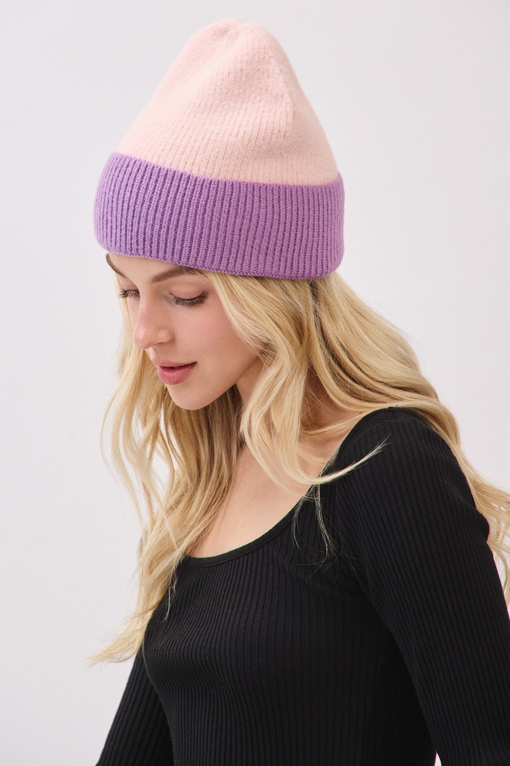 Two-Tone Soft Fuzzy Beanie