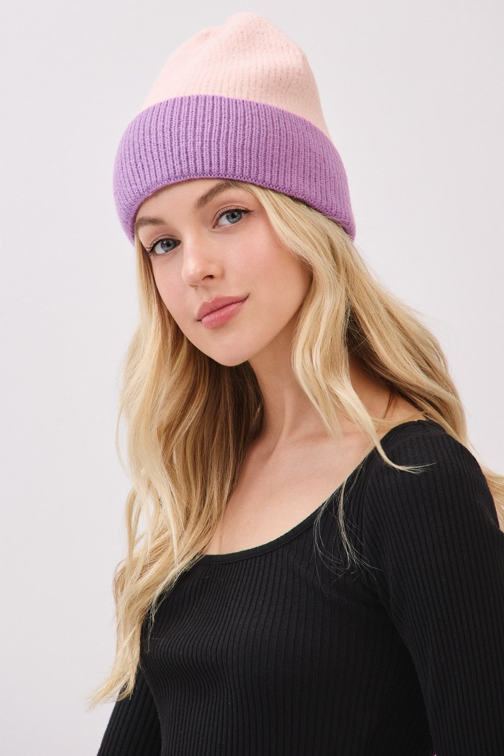 Two-Tone Soft Fuzzy Beanie