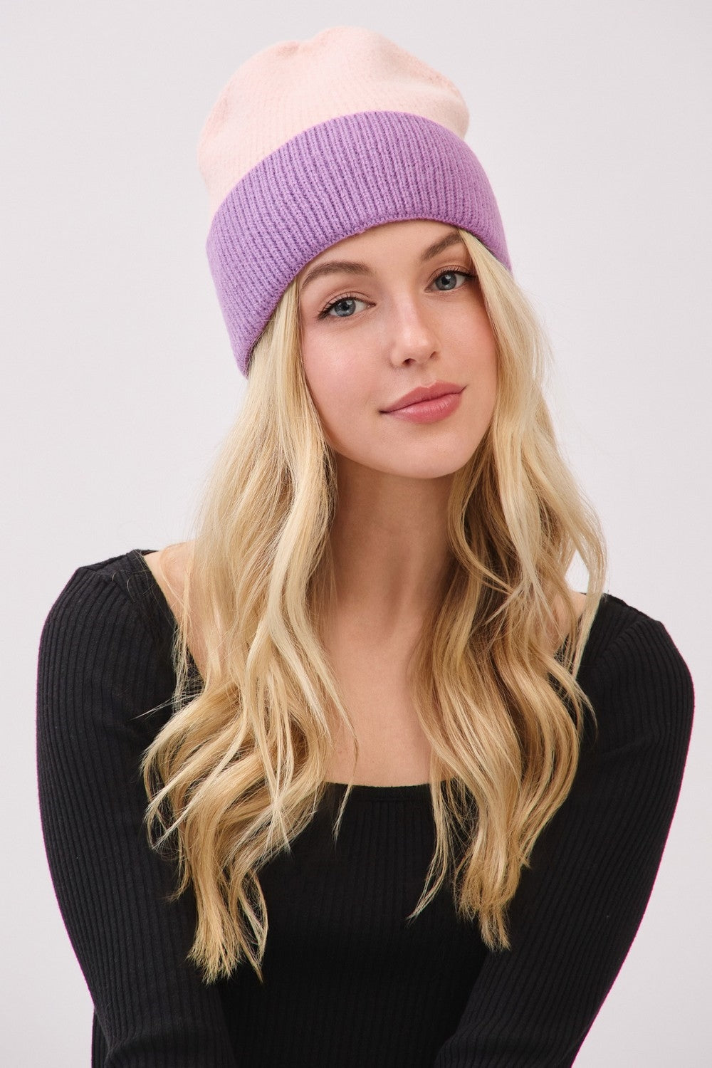 Two-Tone Soft Fuzzy Beanie