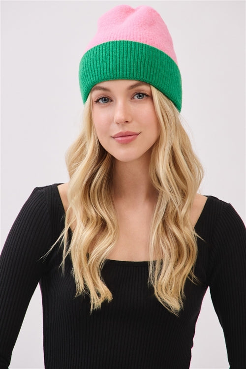 Two-Tone Soft Fuzzy Beanie