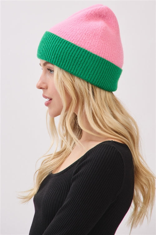 Two-Tone Soft Fuzzy Beanie