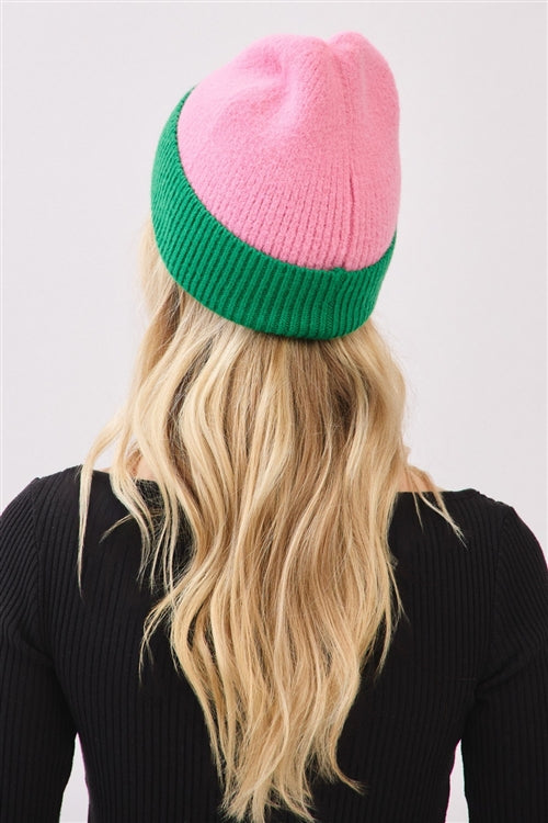 Two-Tone Soft Fuzzy Beanie