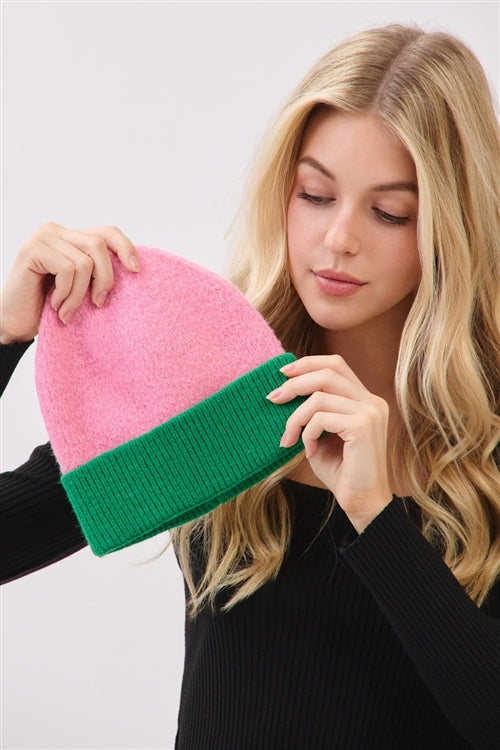 Two-Tone Soft Fuzzy Beanie