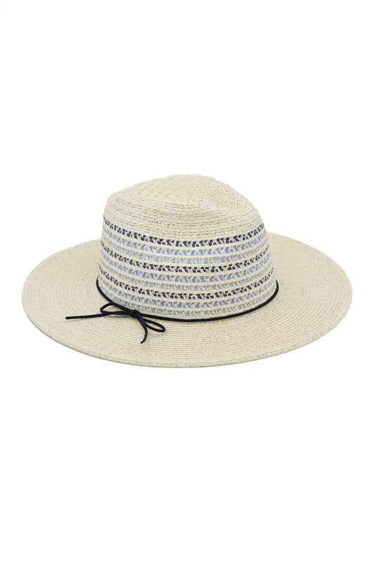 Multicolor Woven Straw Fedora Hat With Ribbon Band