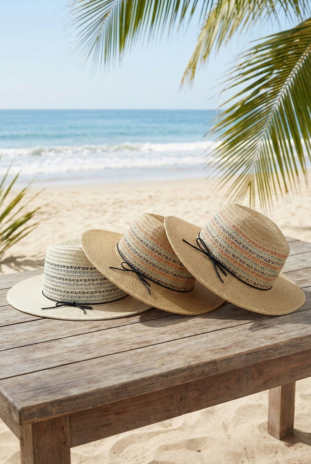 Multicolor Woven Straw Fedora Hat With Ribbon Band