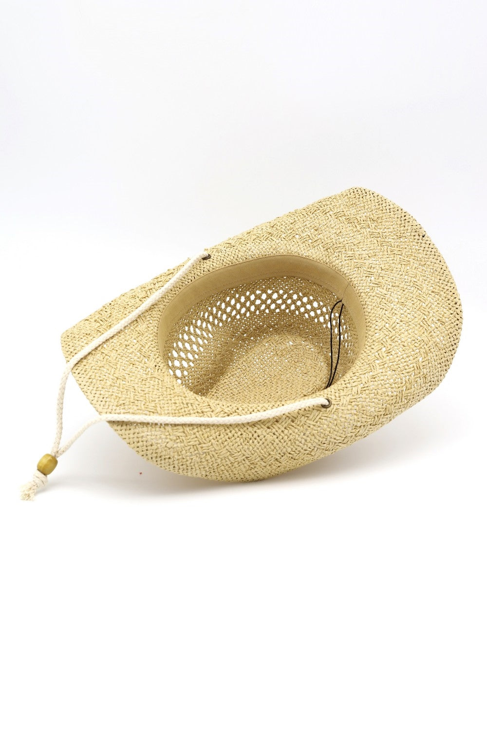 Western Straw Cowboy Hat With Antique Anchor Button And Chin Strap