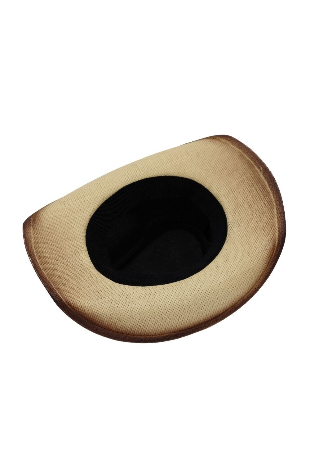 Distressed Straw Cowboy Hat With Orate Faux Leather Band