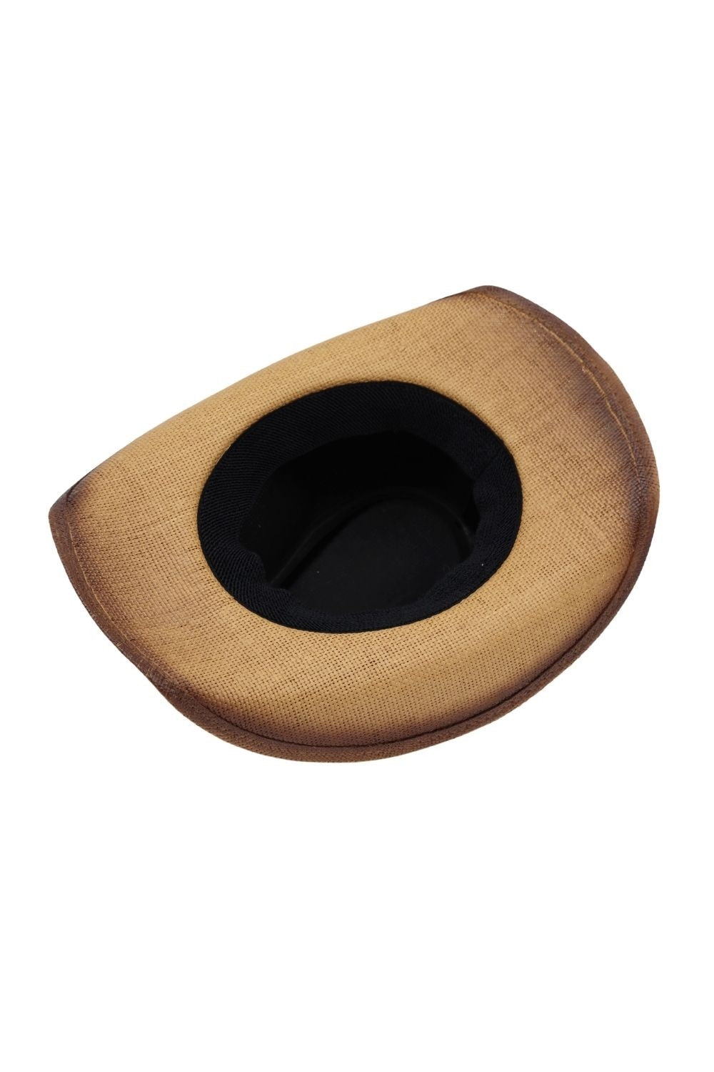 Distressed Straw Cowboy Hat With Orate Faux Leather Band