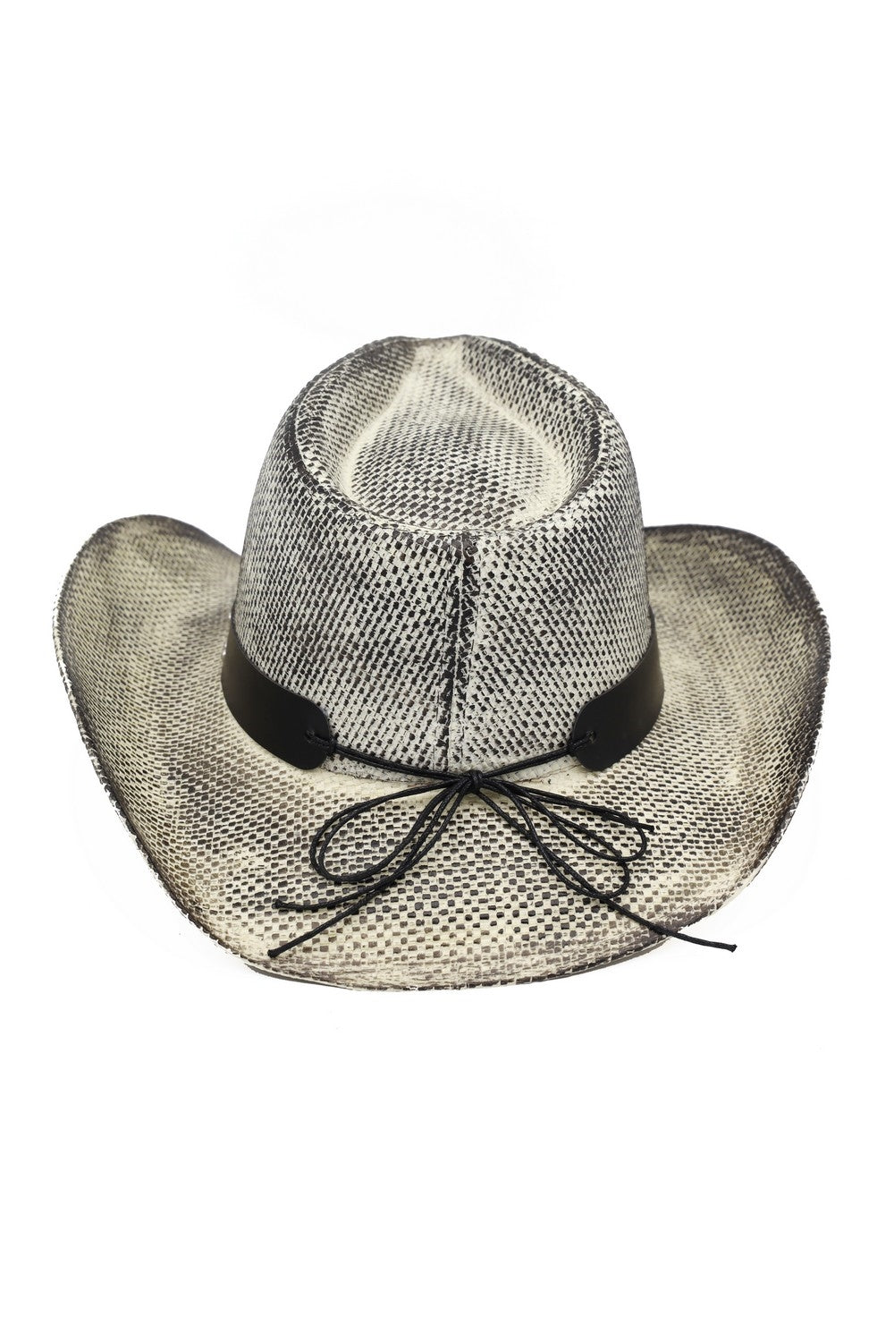 Rustic Straw Cowboy Hat With Silver And Turquoise Studs Faux Leather Band