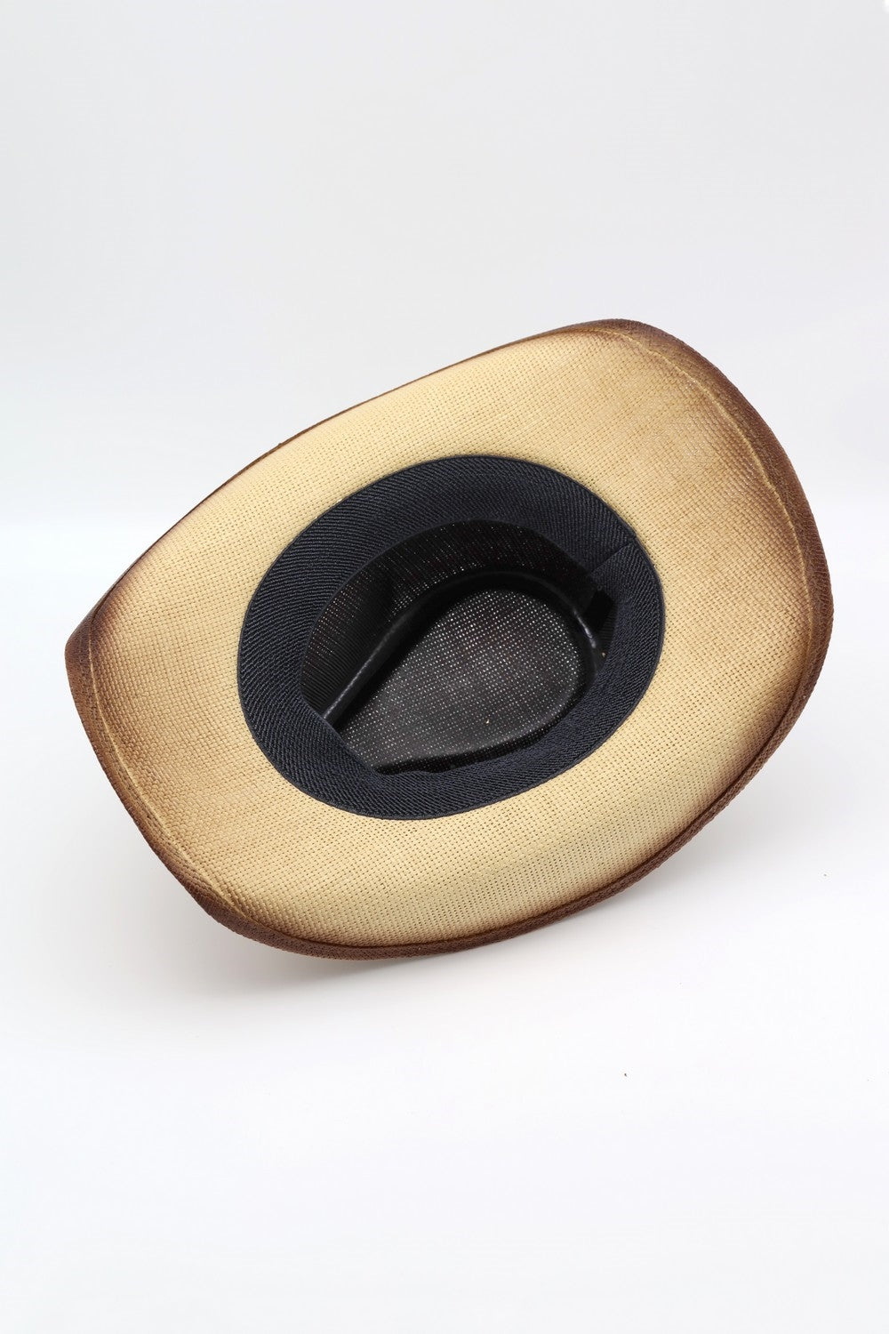 Rustic Cowboy Hat With Chain And Concho Detail Faux Leather Band