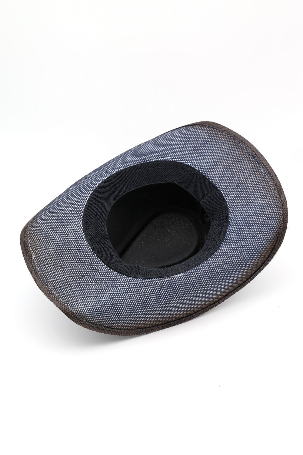 Rustic Cowboy Hat With Chain And Concho Detail Faux Leather Band