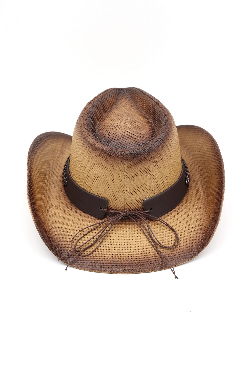Rustic Cowboy Hat With Chain And Concho Detail Faux Leather Band