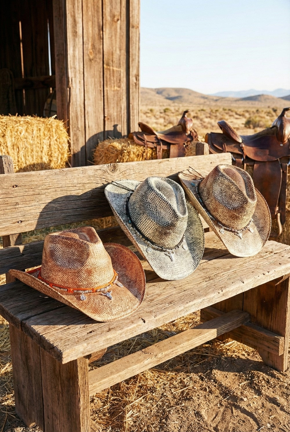 Handmade Vintage Cowboy Hat With Western Bull Head, Hat,  Horsehoe, Boot, Catcus Charms
