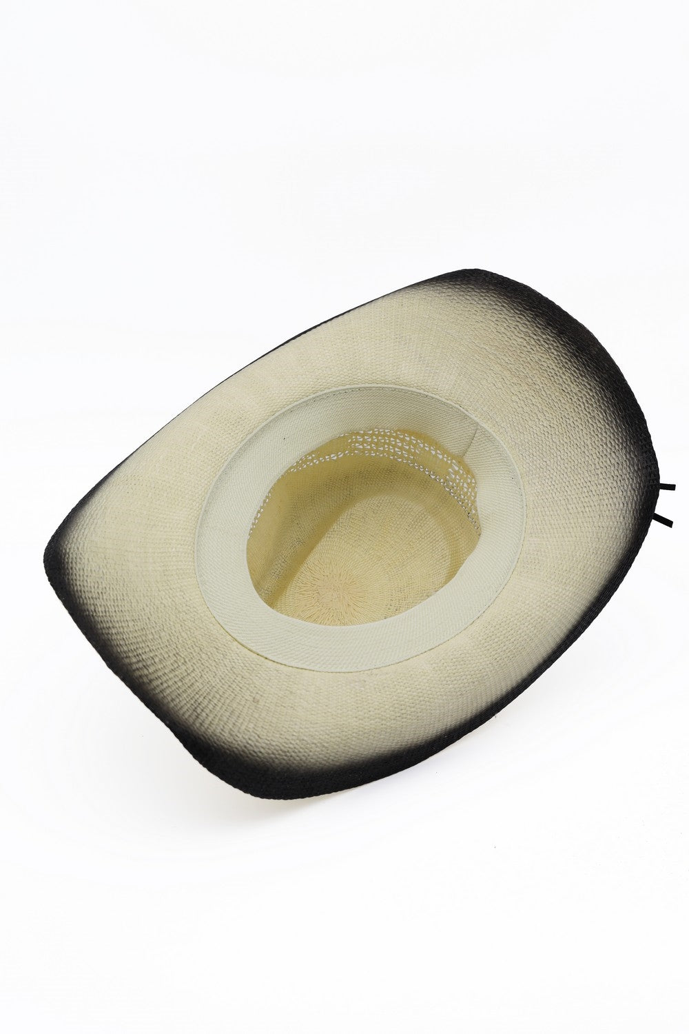 Aged Look, Straw Cowboy Hat With Suede Stitched Details And Steer Head Conchos