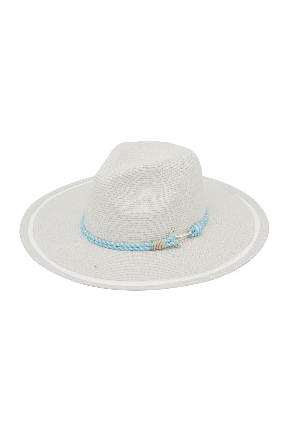 Sheer Brim Sun Hat With Nautical Rope And Anchor Detail