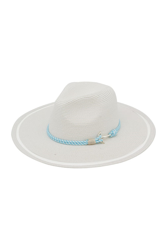 Sheer Brim Sun Hat With Nautical Rope And Anchor Detail