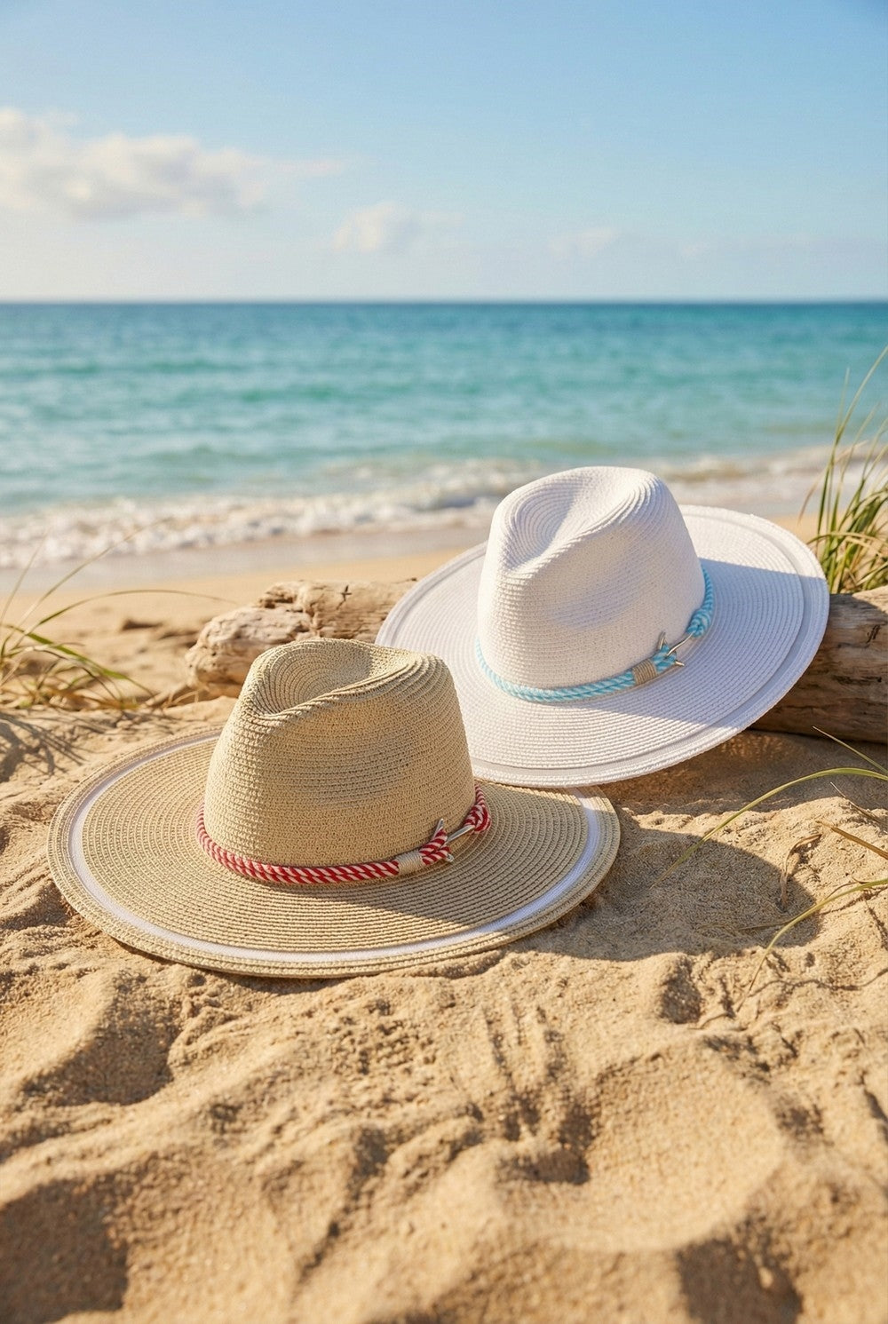 Sheer Brim Sun Hat With Nautical Rope And Anchor Detail
