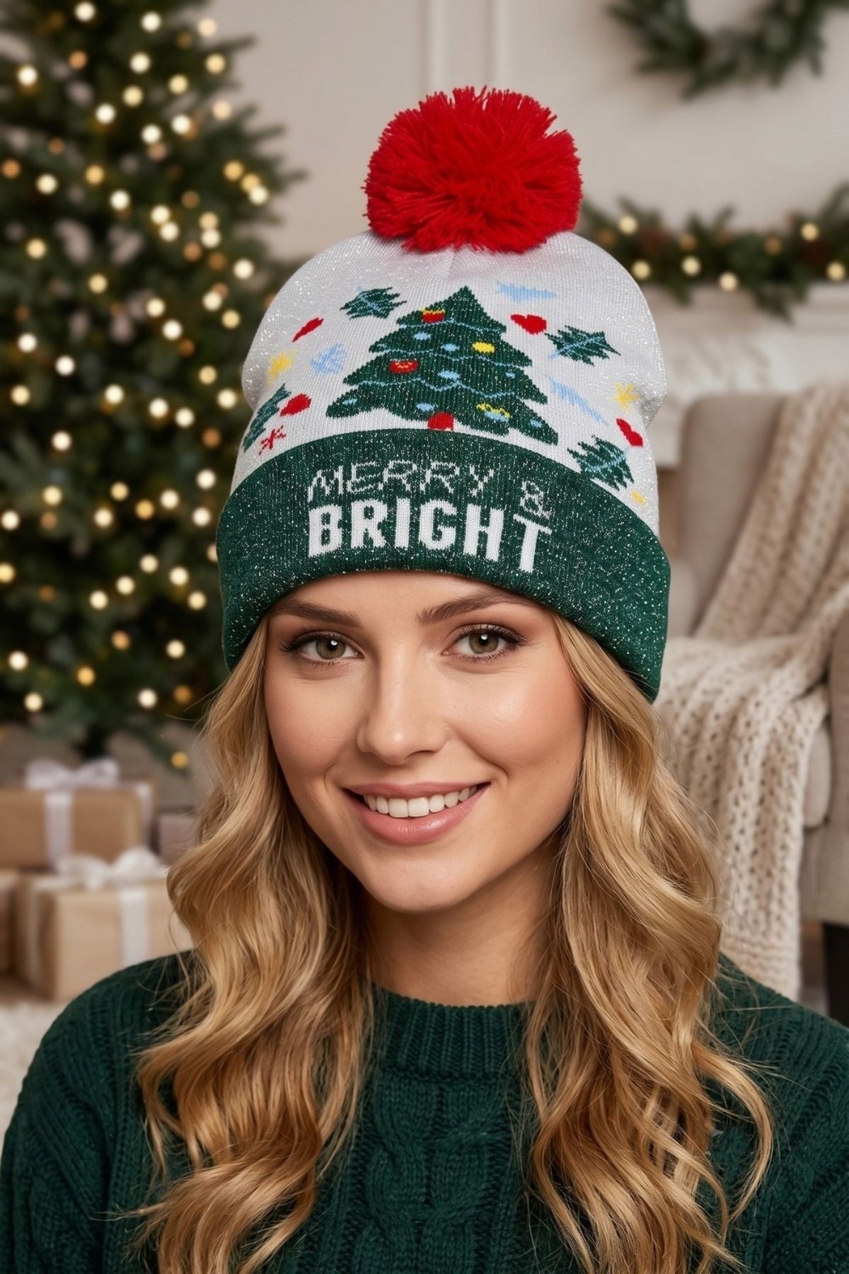Merry And Bright Christmas Lurex Beanie