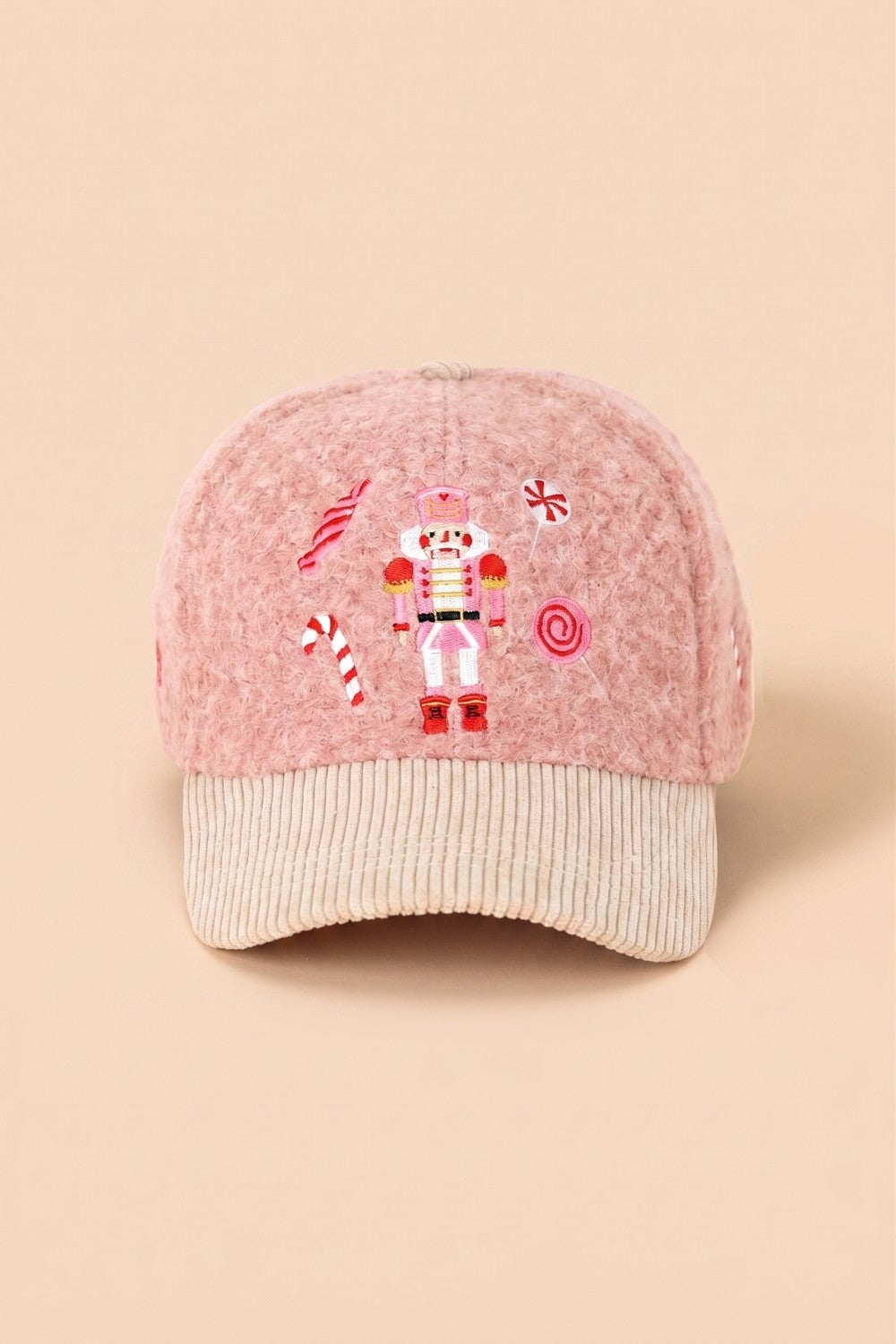 Nutcracker Candy Embroidered Sherpa And Corduroy Cap