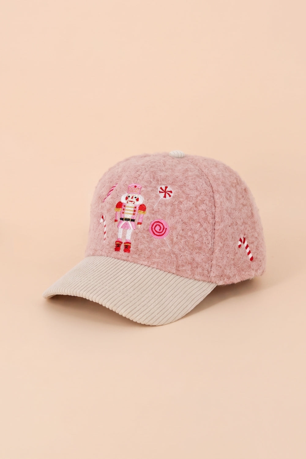 Nutcracker Candy Embroidered Sherpa And Corduroy Cap
