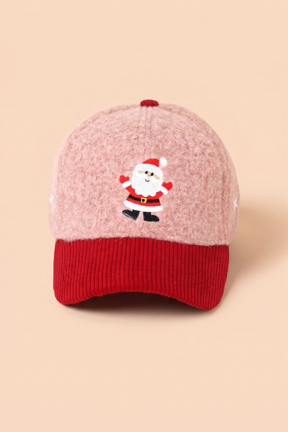Santa Claus Embroidered Sherpa And Corduroy Cap