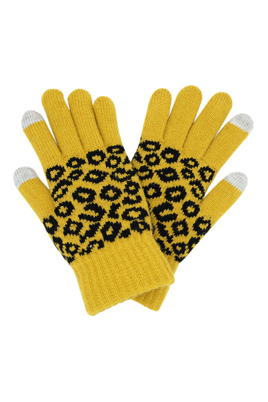Leopard Knit Smart Touch Gloves