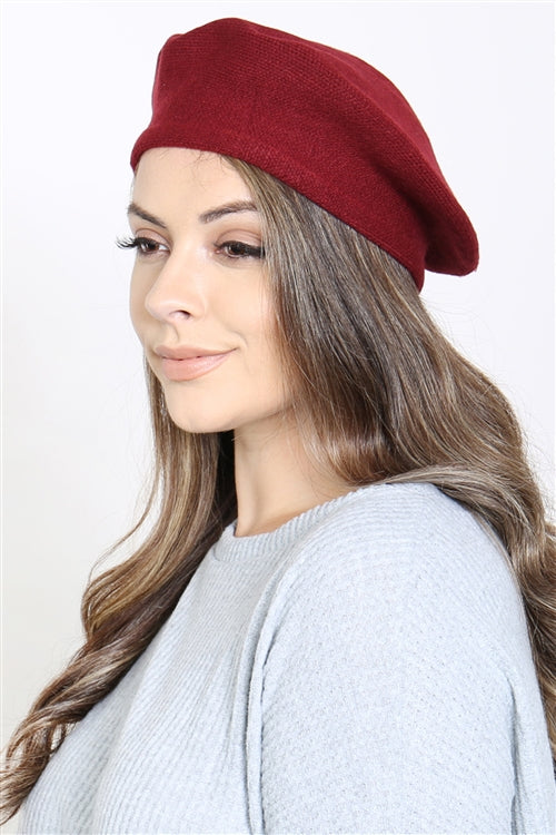 Stretchy Solid Beret Acrylic / 6PCS