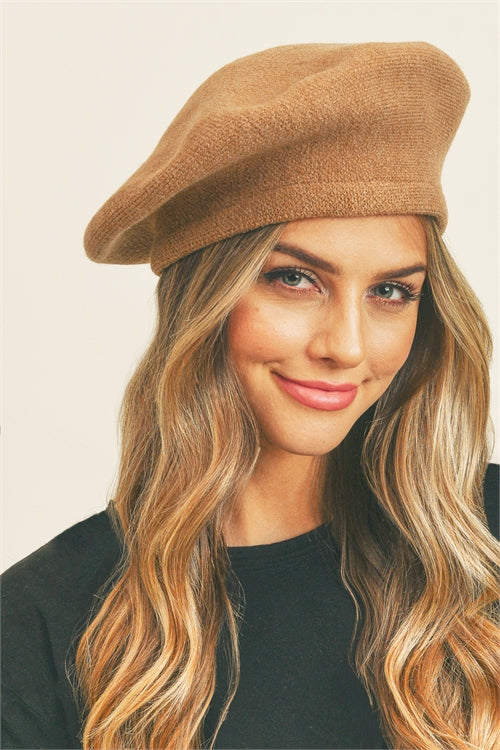 Stretchy Solid Beret Acrylic / 6PCS